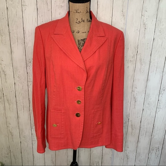 Vintage Escada Coral Blazer EU 44 Large - Picture 1 of 7